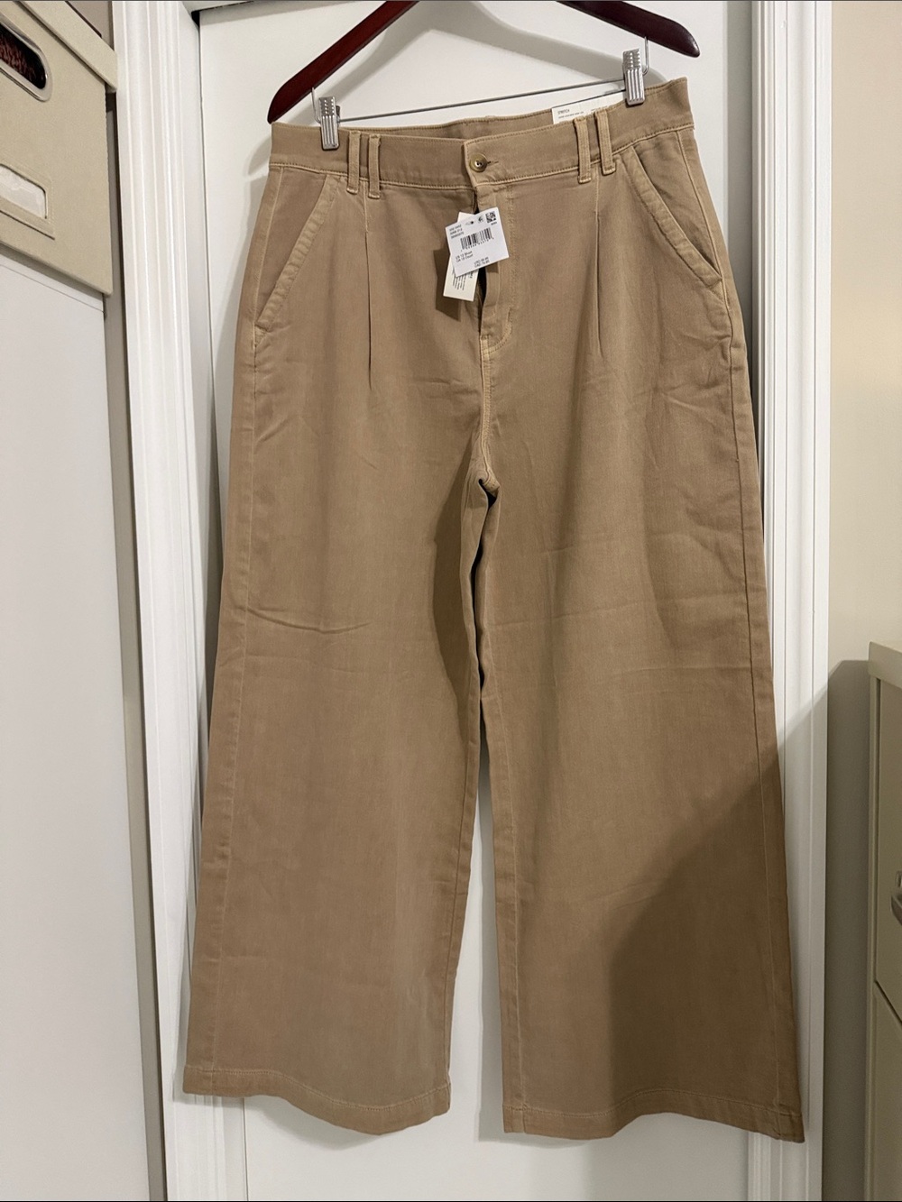🍁🌾 American Eagle Women’s Wide-Leg Cotton Pants in Tan